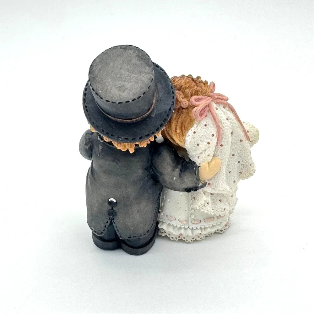 Vintage 1995 Enesco Mary Rhyner Bride and Groom Wedding Figurine Folk Art Style